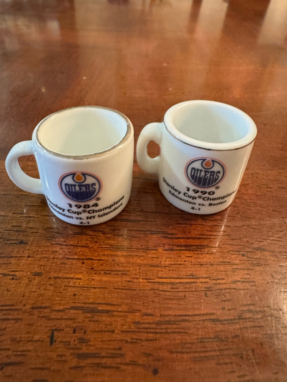 Edmonton Oilers Crazy Cups Mini NHL Hockey Mugs Set of 2 Stanley Cup Champions
